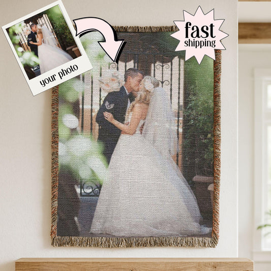 Woven Blanket Wedding Throw Personalized Photo Custom Blanket Woven Tapestry Custom Bride Throw Blanket Personalized Anniversary Wife Gift