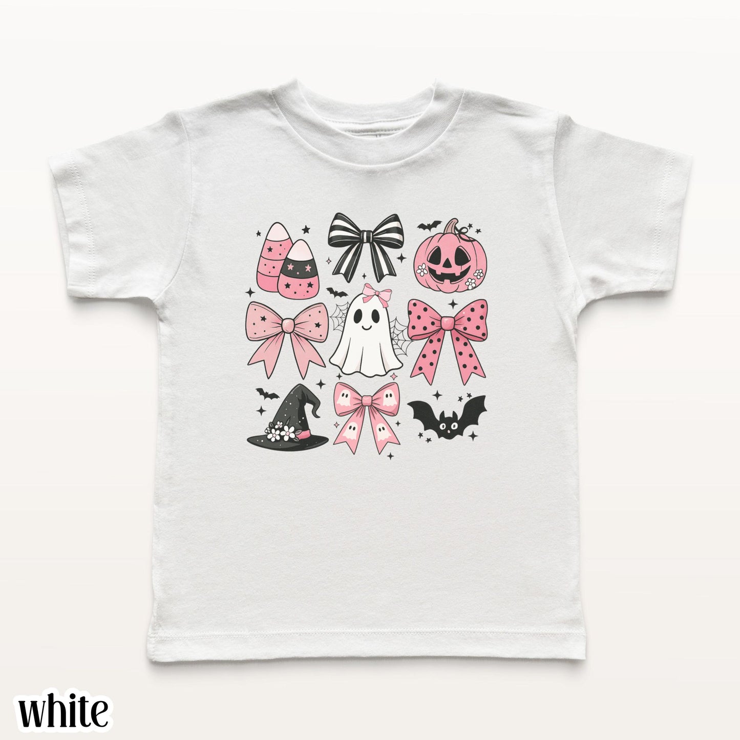 Personalized Pink Bow Ghost Kids Halloween Tee