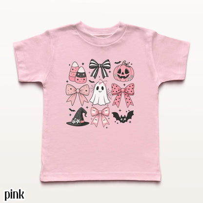Personalized Pink Bow Ghost Kids Halloween Tee