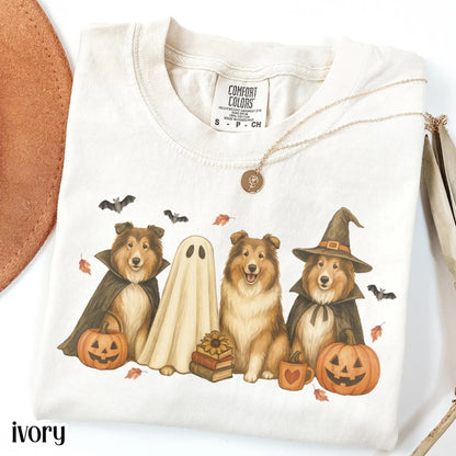 Halloween Rough Collie Dog Comfort Colors Tee
