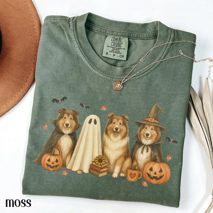Halloween Rough Collie Dog Comfort Colors Tee