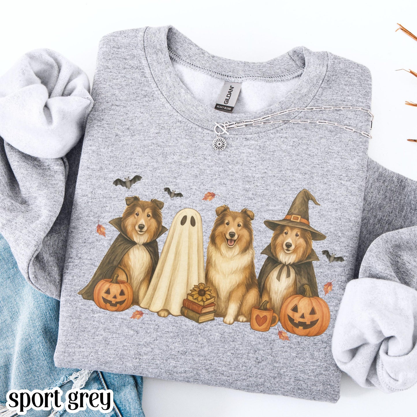 Halloween Rough Collie Dog Fall Sweatshirt