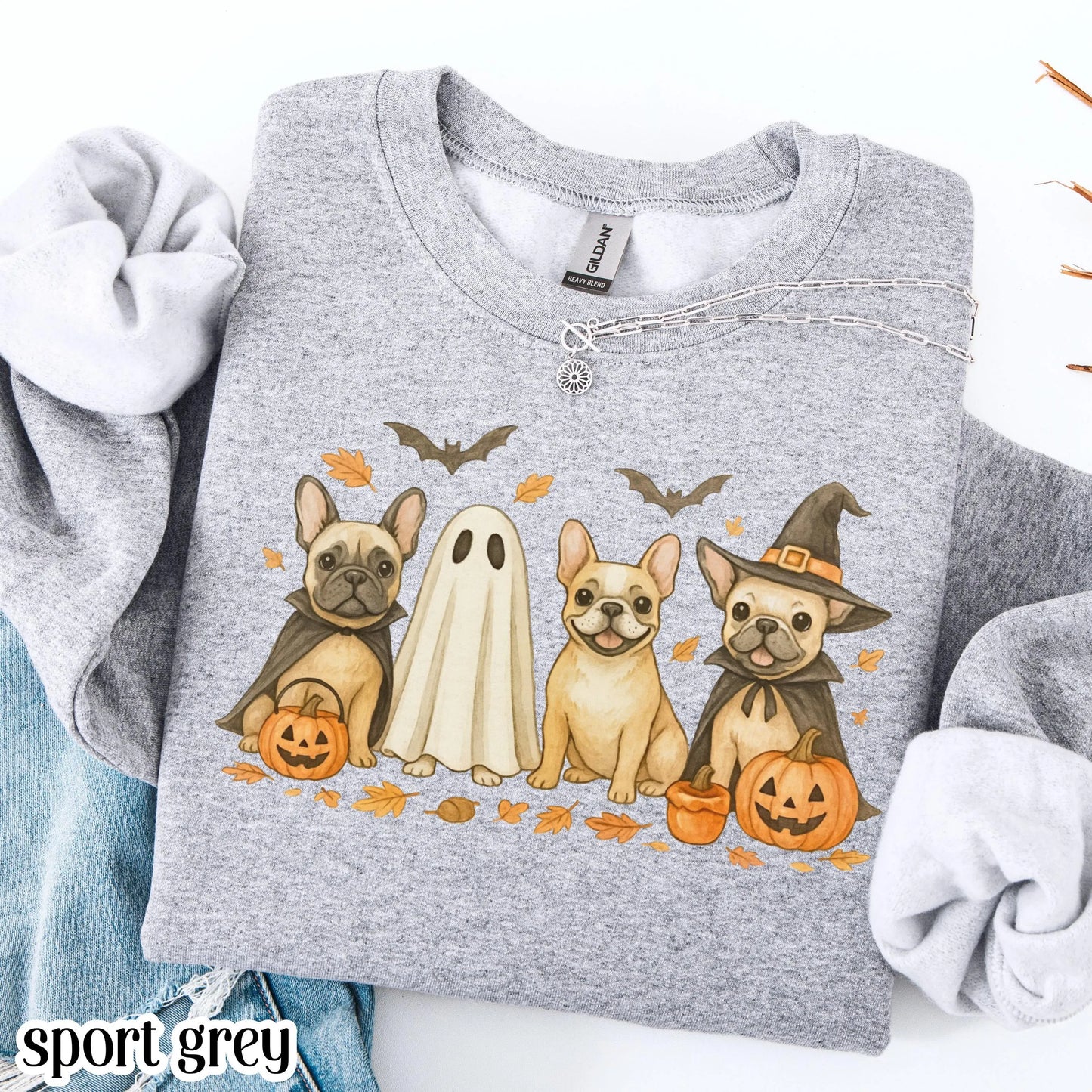 Halloween French Bulldog Gildan Sweatshirt