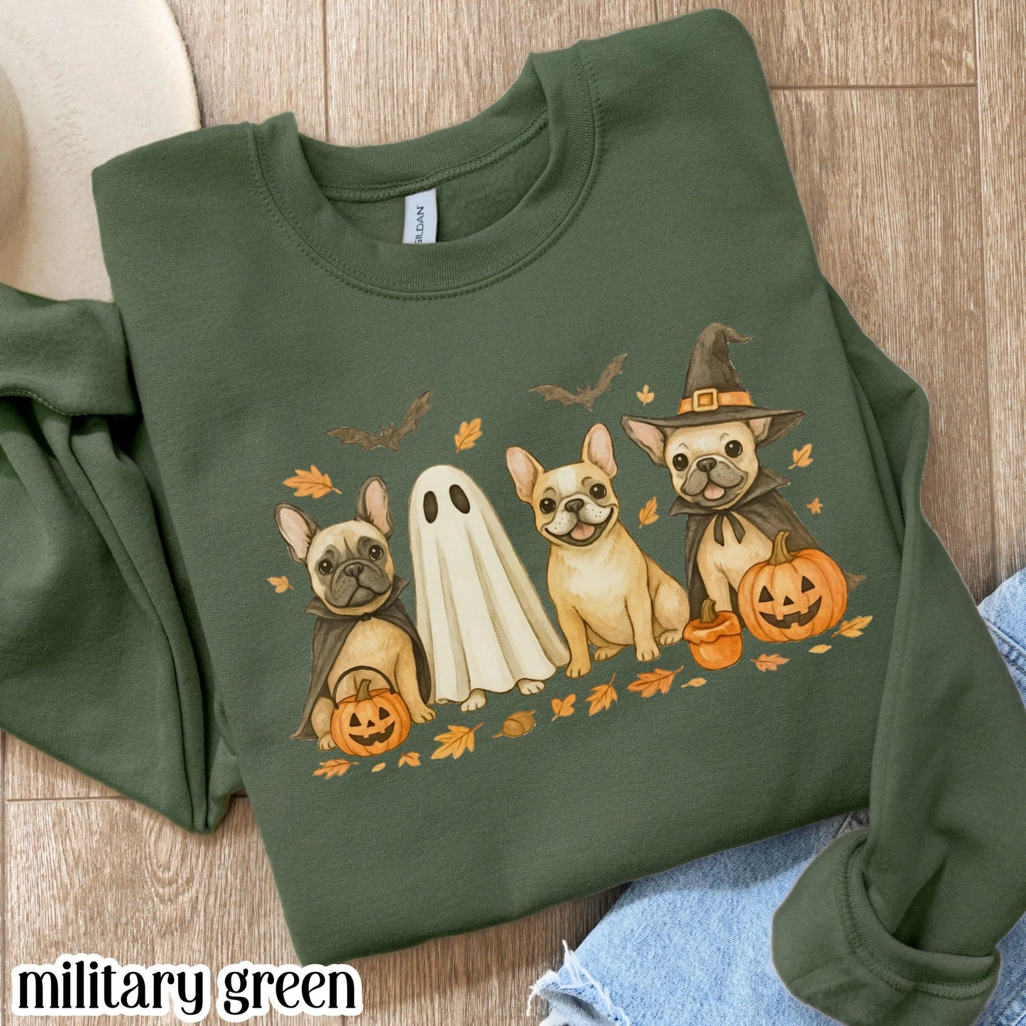 Halloween French Bulldog Gildan Sweatshirt