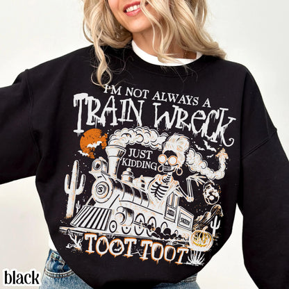 Funny Train Wreck Skeleton Gildan Sweatshirt