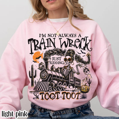 Funny Train Wreck Skeleton Gildan Sweatshirt