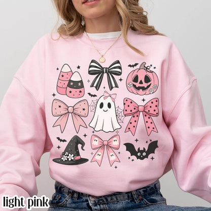 Pink Bow Coquette Ghost & Pumpkin Sweatshirt