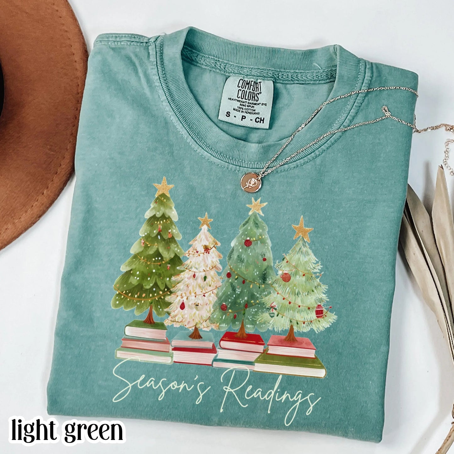 Teacher Christmas Comfort Colors Shirt Bookish Reading TShirt Tis The Season Xmas Holiday Tree Librarian Book Tshirt Seasons Readings Tee