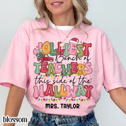 Christmas Teacher Group Shirt Comfort Colors Vacation Jolliest Bunch Of Teachers Preschool Tshirt Matching Kindergarten Holiday Crew Tee