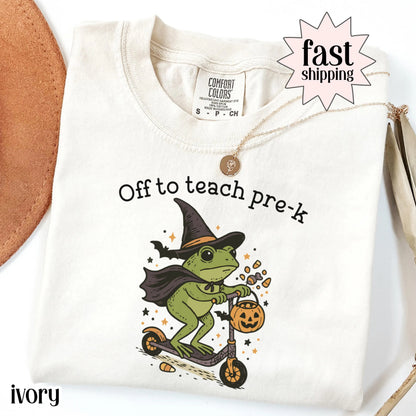 Halloween Teacher Shirt Comfort Colors Pre K Grade Teacher Shirt Preschool Teacher Shirt Pre K Teacher Tee Back to School Frog Teacher Tee