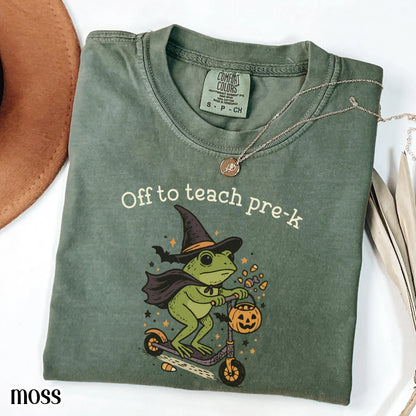 Halloween Teacher Shirt Comfort Colors Pre K Grade Teacher Shirt Preschool Teacher Shirt Pre K Teacher Tee Back to School Frog Teacher Tee