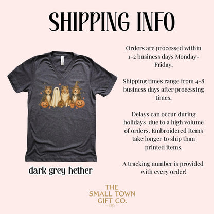 Halloween Rough Collie Dog Bella Canvas V-Neck Tee