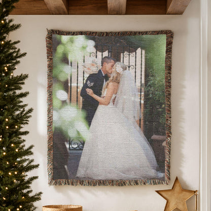 Woven Blanket Wedding Throw Personalized Photo Custom Blanket Woven Tapestry Custom Bride Throw Blanket Personalized Anniversary Wife Gift