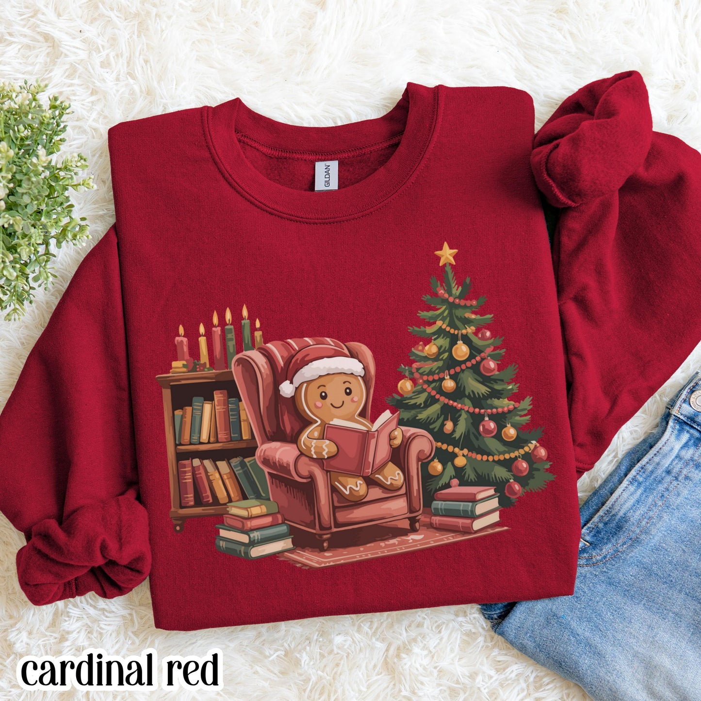 Gingerbread Book Reader Christmas Sweatshirt