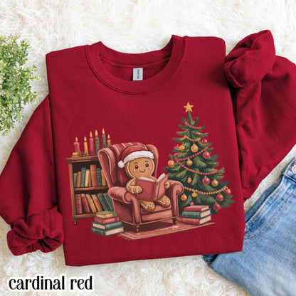 Gingerbread Book Reader Christmas Sweatshirt