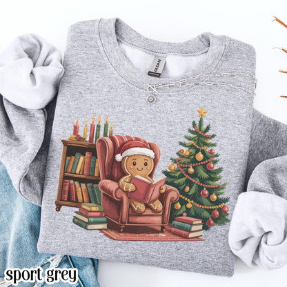 Gingerbread Book Reader Christmas Sweatshirt
