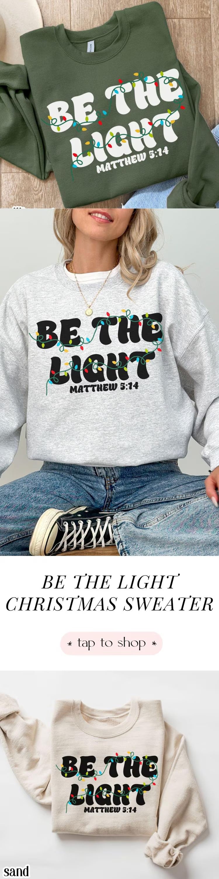 Be The Light Matthew 5:14 Christmas Sweatshirt