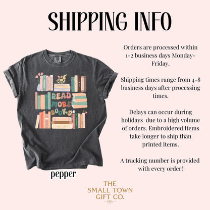 Read More Books Comfort Colors Shirt Librairan Bookish T-Shirt Cute Girly Reader Cozy Teacher Womens Tshirt Retro Literature Tee