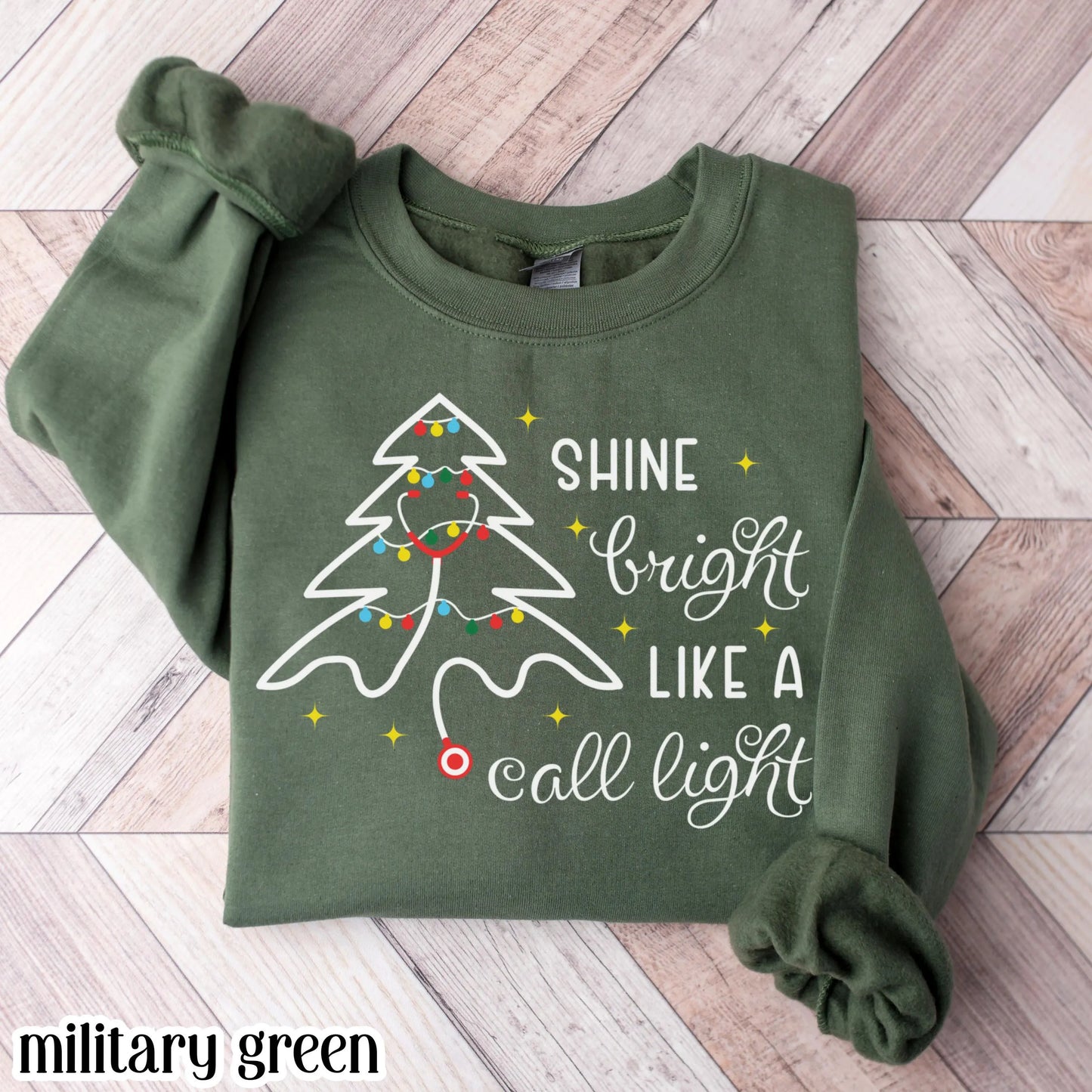 Shine Bright Like A Call Light Christmas Nurse Sweatshirt