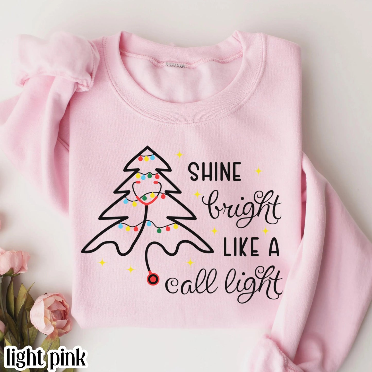 Shine Bright Like A Call Light Christmas Nurse Sweatshirt