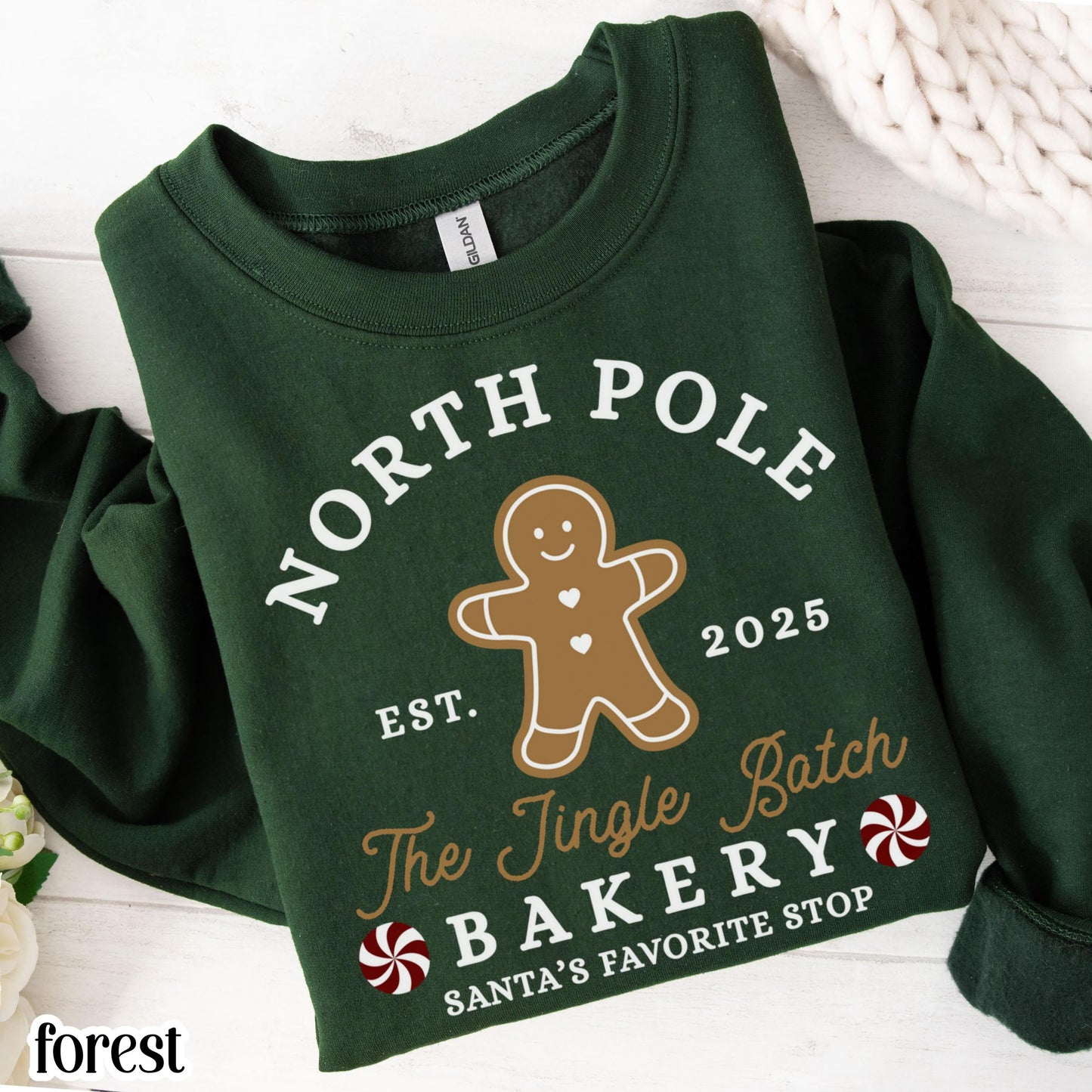 North Pole Gingerbread & Santa Christmas Sweatshirt