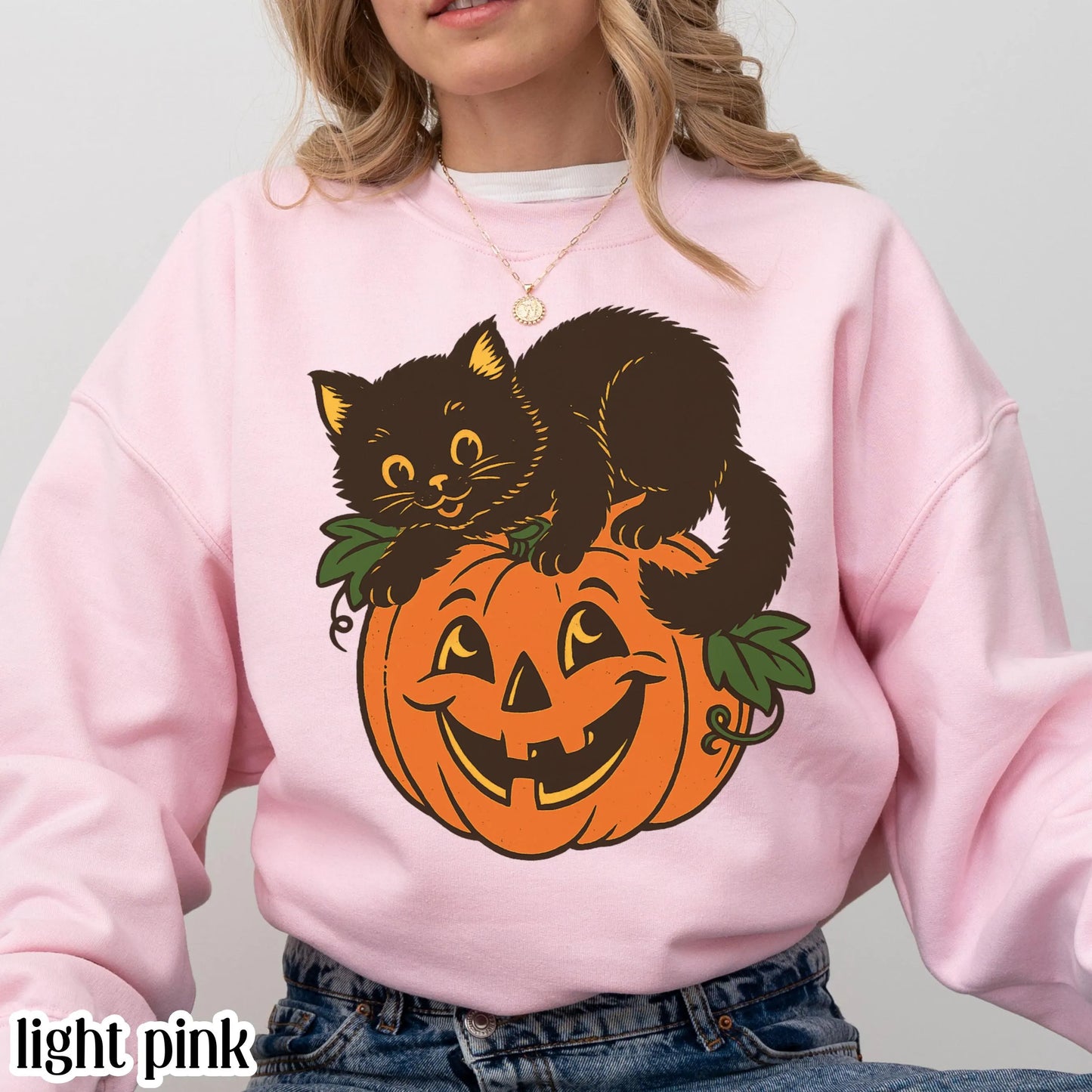 Vintage Black Cat Pumpkin Gildan Sweatshirt