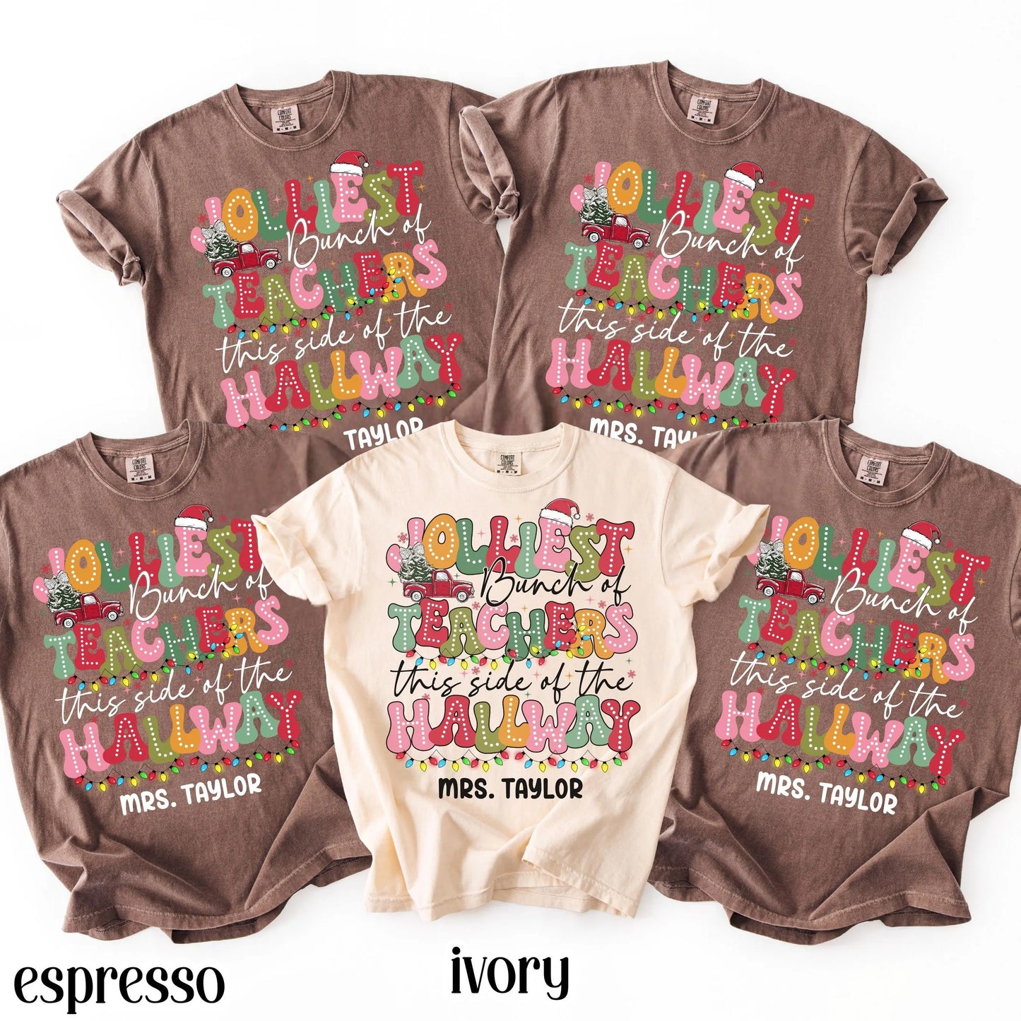 Christmas Teacher Group Shirt Comfort Colors Vacation Jolliest Bunch Of Teachers Preschool Tshirt Matching Kindergarten Holiday Crew Tee
