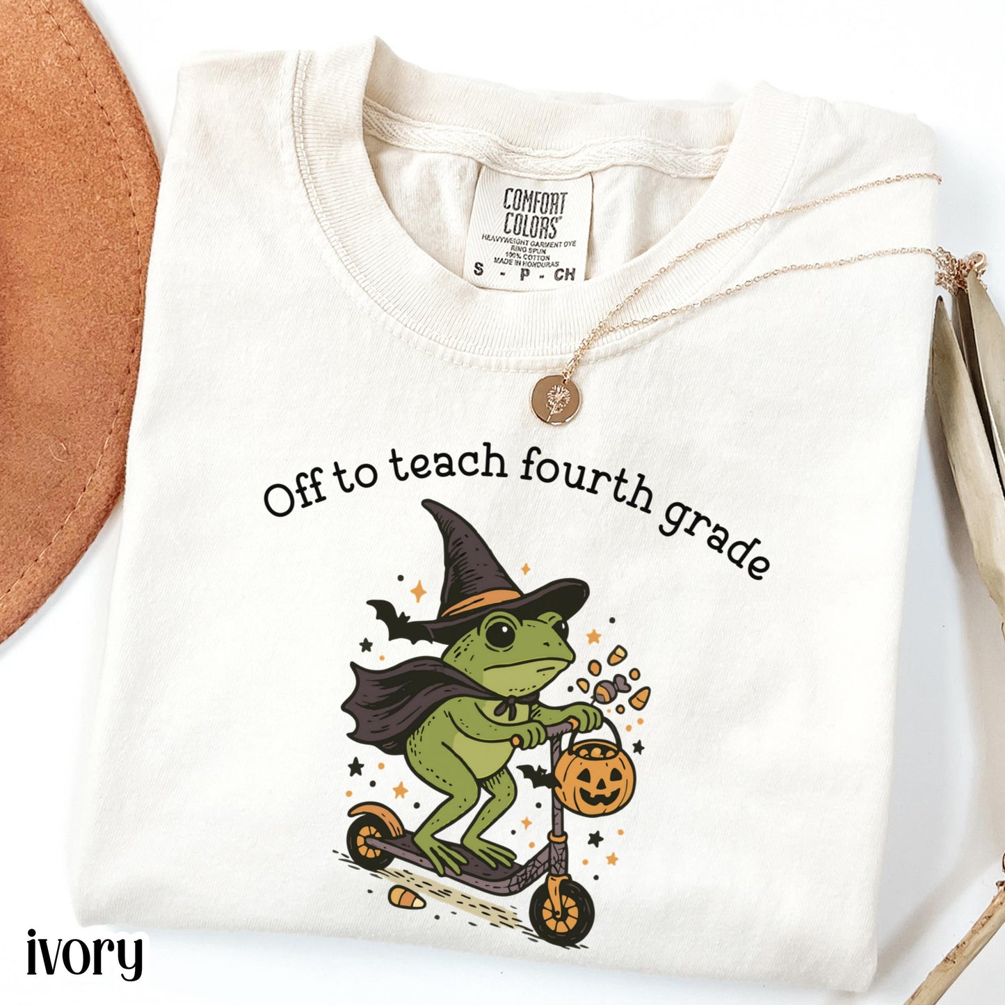 Halloween Fourth Grade Comfort Colors Teacher Shirt Fourth Grade Tshirt 4th Grade Teacher Off To Teach Frog Spooky Season Funny Tee