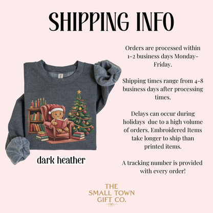 Gingerbread Book Reader Christmas Sweatshirt