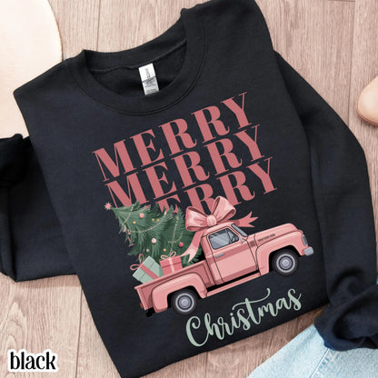Pink Bow Farm Fresh Christmas Truck Sweatshirt