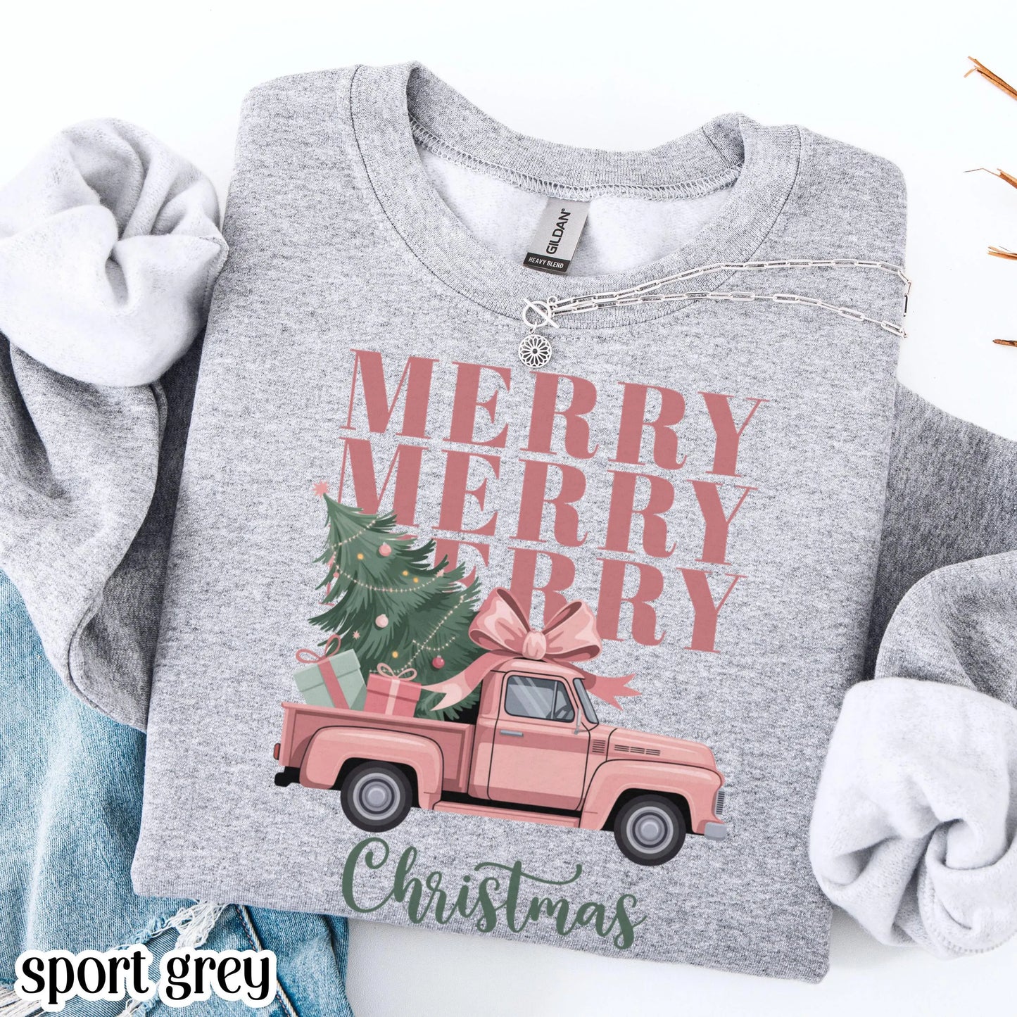 Pink Bow Farm Fresh Christmas Truck Sweatshirt
