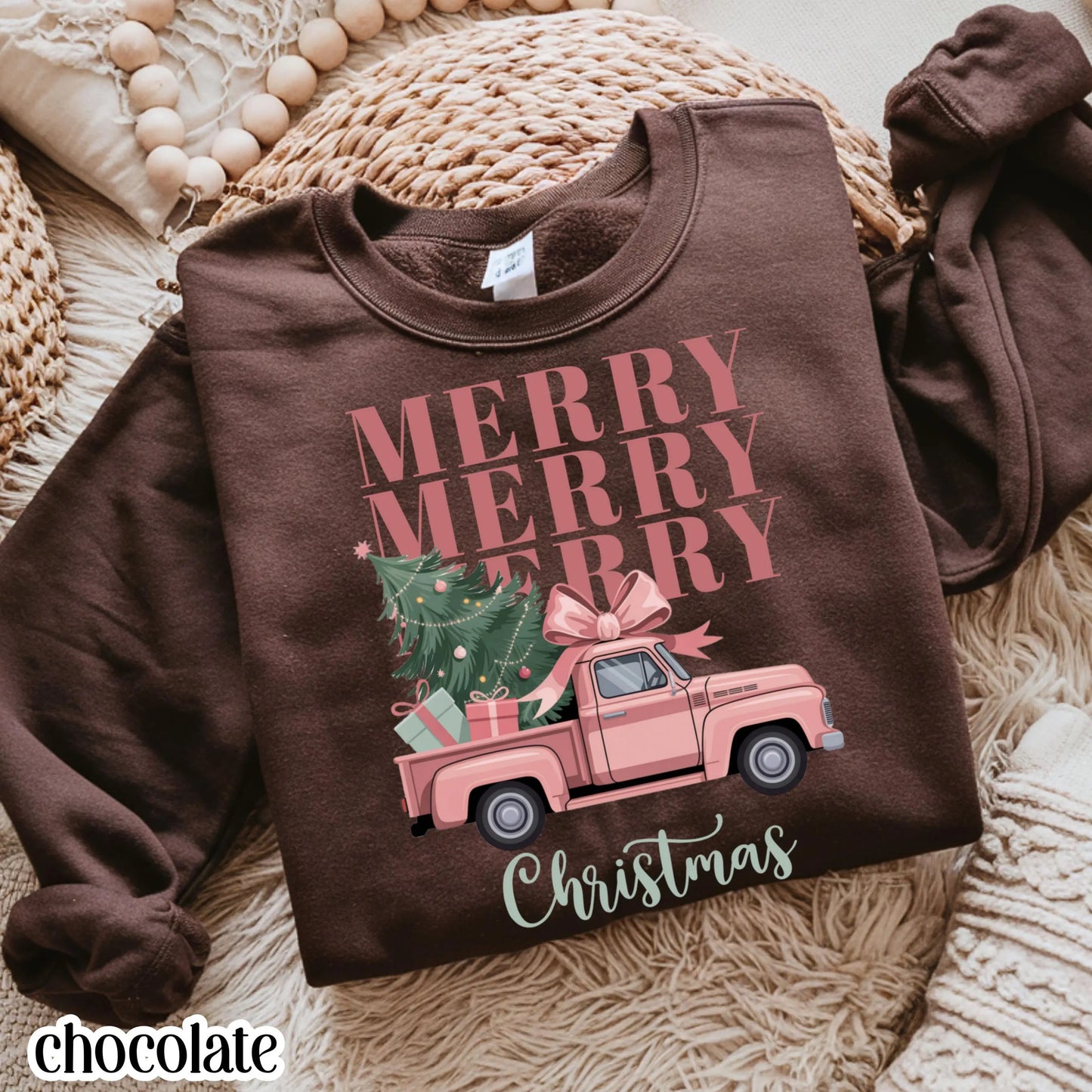 Pink Bow Farm Fresh Christmas Truck Sweatshirt