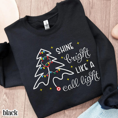 Shine Bright Like A Call Light Christmas Nurse Sweatshirt