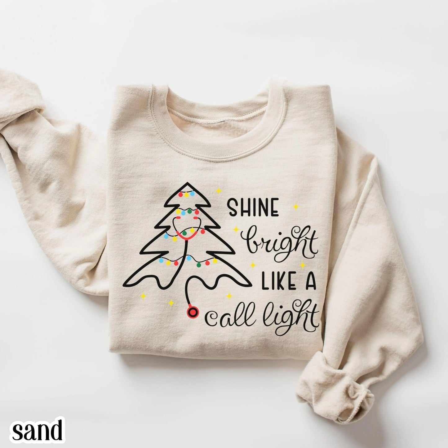 Shine Bright Like A Call Light Christmas Nurse Sweatshirt