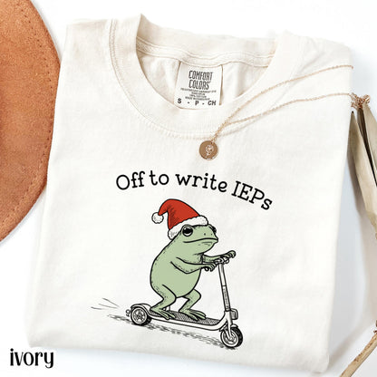 Christmas School Psychologist Shirt Special Education Counselor Comfort Colors Tshirt IEP Tee Frog Scooter Gift For SPED Inclusion Teacher