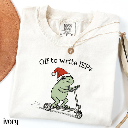 Christmas School Psychologist Shirt Special Education Counselor Comfort Colors Tshirt IEP Tee Frog Scooter Gift For SPED Inclusion Teacher