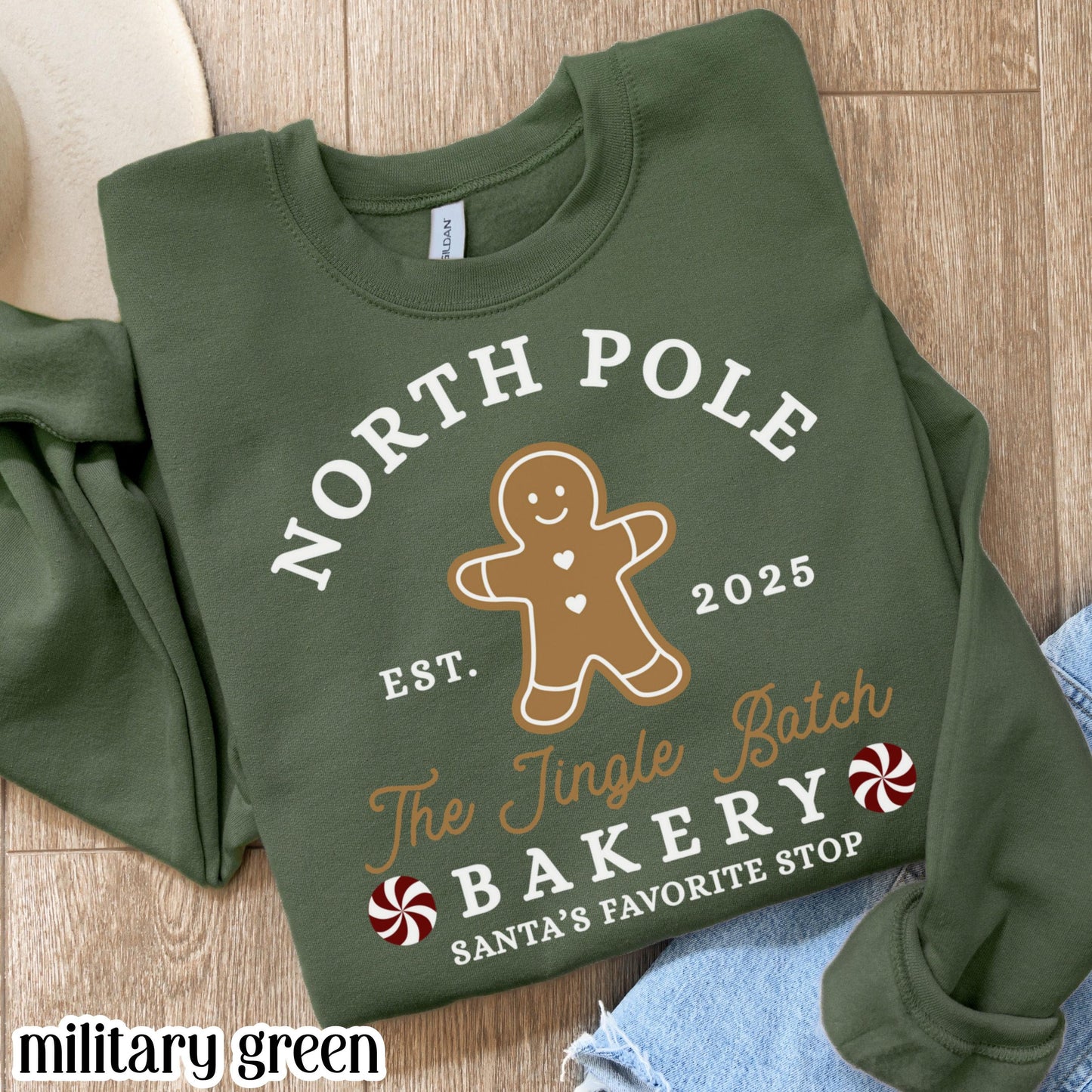 North Pole Gingerbread & Santa Christmas Sweatshirt