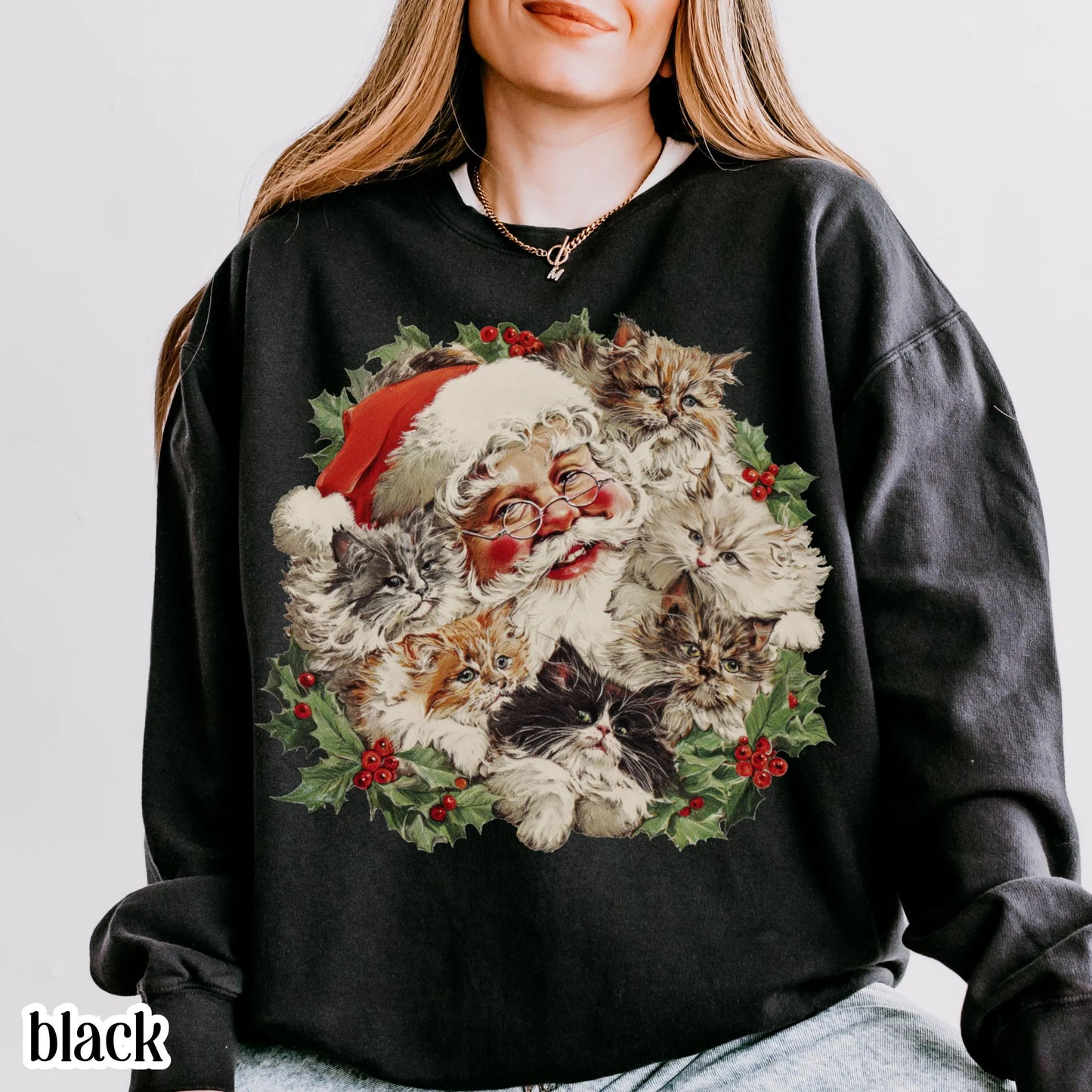 Santa Claus Kittens Comfort Colors Sweatshirt