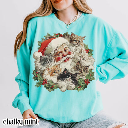 Santa Claus Kittens Comfort Colors Sweatshirt