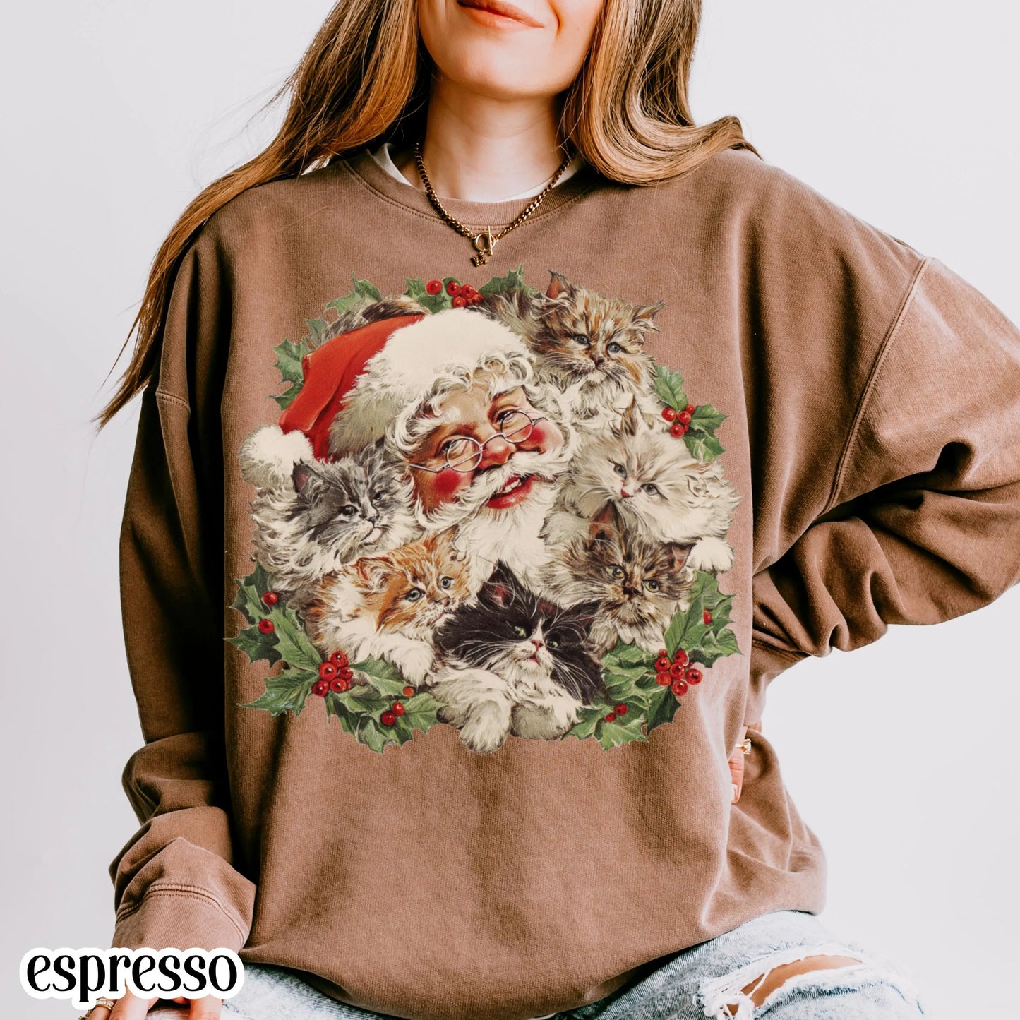 Santa Claus Kittens Comfort Colors Sweatshirt