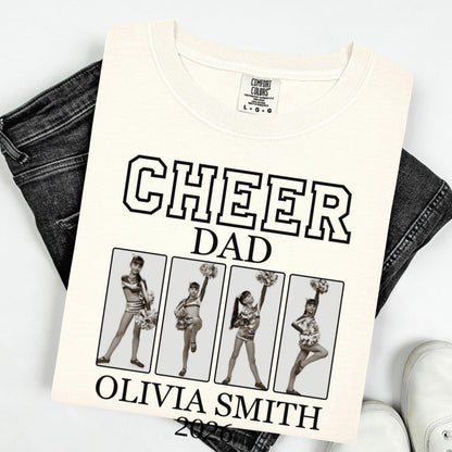 Cheer Dad Comfort Colors Shirt Custom Photo Dad Game Day Tee Father High School Cheerleading Team Shirt Cheerleader Competition for Dad
