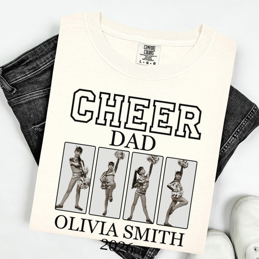 Cheer Dad Comfort Colors Shirt Custom Photo Dad Game Day Tee Father High School Cheerleading Team Shirt Cheerleader Competition for Dad