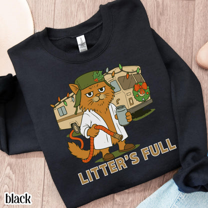 Funny Cat Christmas Vacation "Shitters Full" Sweatshirt