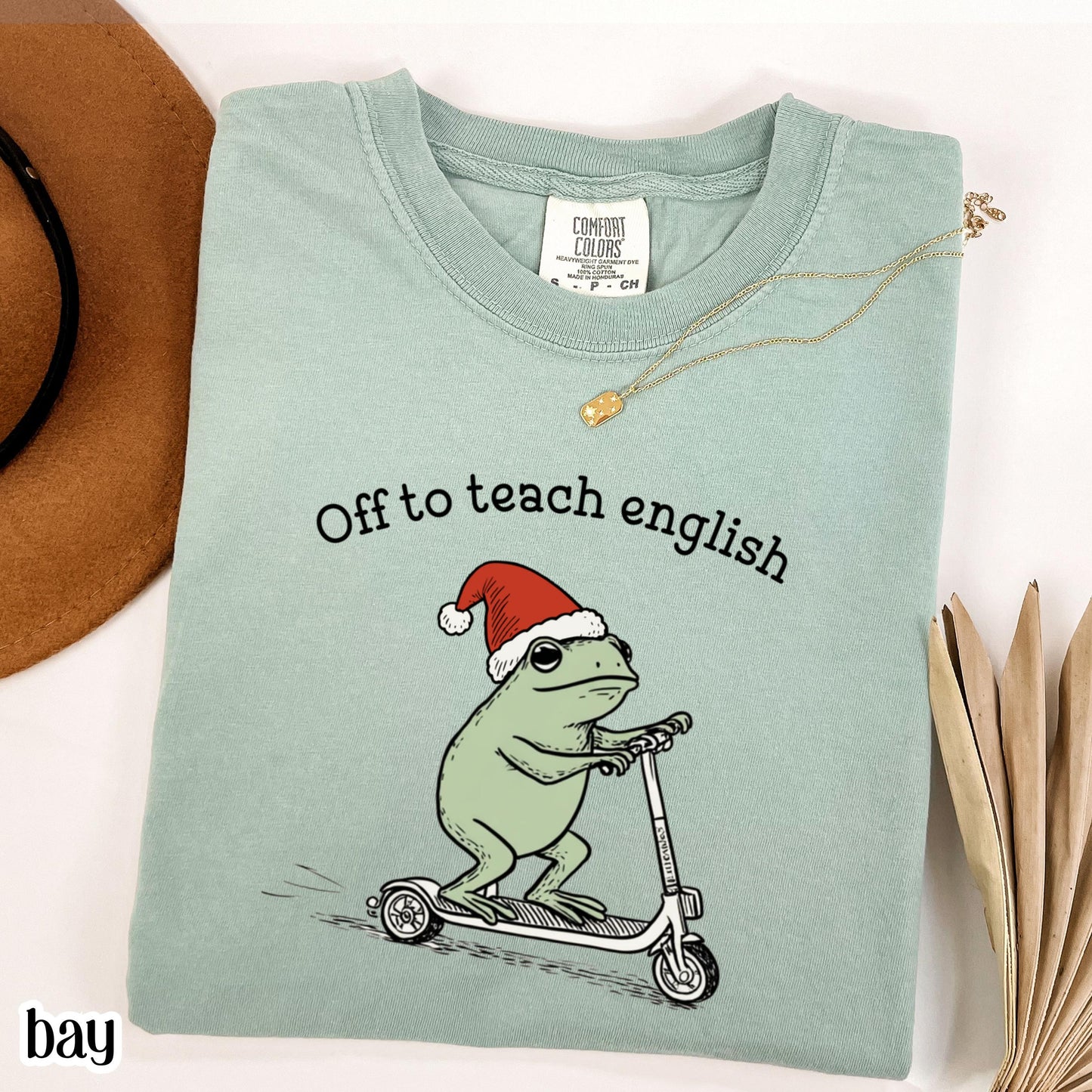 Christmas English Teacher Comfort Colors Shirt Teaching Literature Tee High School Teacher TShirt Funny Frog Scooter Gift English Teacher
