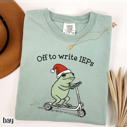 Christmas School Psychologist Shirt Special Education Counselor Comfort Colors Tshirt IEP Tee Frog Scooter Gift For SPED Inclusion Teacher