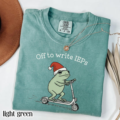 Christmas School Psychologist Shirt Special Education Counselor Comfort Colors Tshirt IEP Tee Frog Scooter Gift For SPED Inclusion Teacher