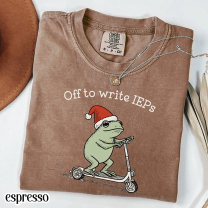 Christmas School Psychologist Shirt Special Education Counselor Comfort Colors Tshirt IEP Tee Frog Scooter Gift For SPED Inclusion Teacher