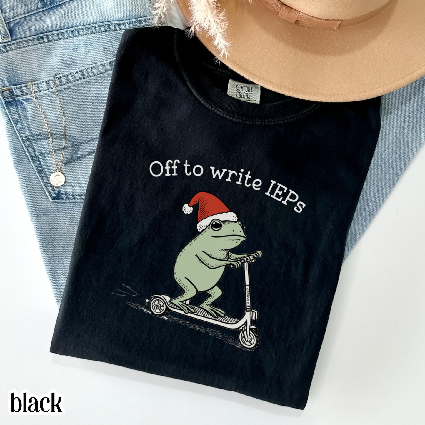 Christmas School Psychologist Shirt Special Education Counselor Comfort Colors Tshirt IEP Tee Frog Scooter Gift For SPED Inclusion Teacher