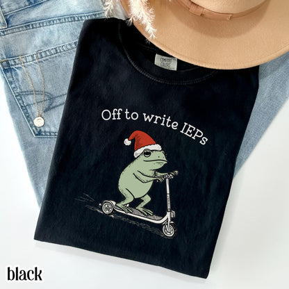 Christmas School Psychologist Shirt Special Education Counselor Comfort Colors Tshirt IEP Tee Frog Scooter Gift For SPED Inclusion Teacher