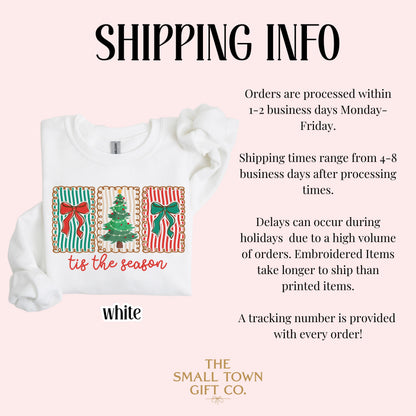 Tis The Season Bow & Stripe Christmas Sweatshirt
